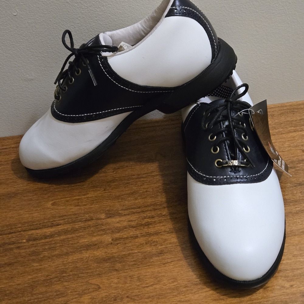 Vintage Etonic Difference 2000 Gore-Tex Saddle Golf Shoes Black White Size 7